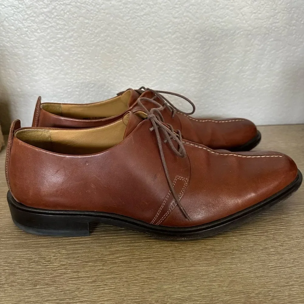 Cole Haan Cognac Brown Leather Lace-up Dress Shoes 12